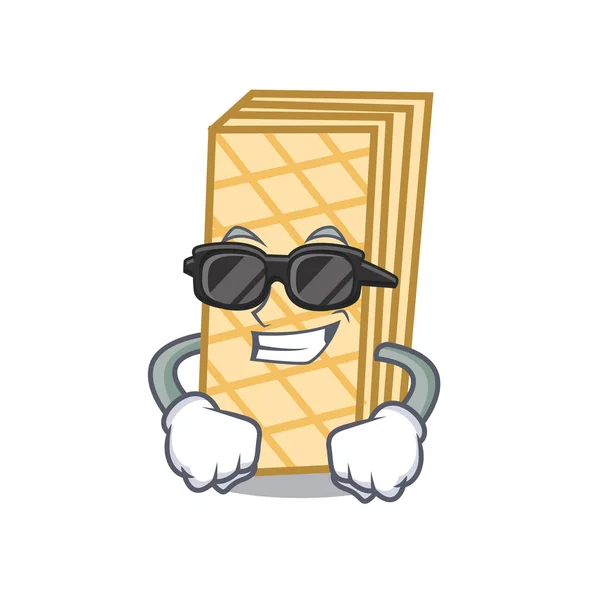 Super cool waffle personaje de dibujos animados estilo — Vector de stock