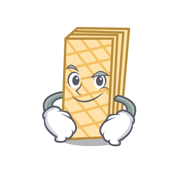 Smirking waffle personagem desenho animado estilo — Vetor de Stock