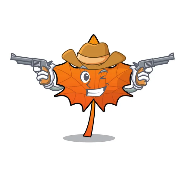 Cowboy Roșu Frunze Arțar Personaj Desen Animat Vector Ilustrare — Vector de stoc