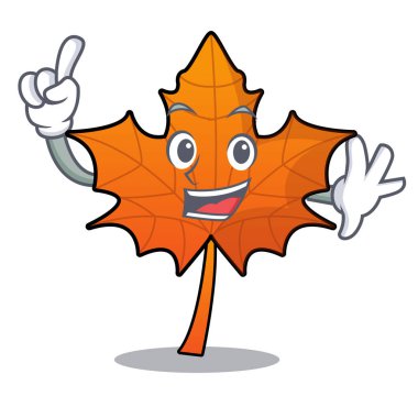 Parmak kırmızı akçaağaç yaprağı maskot karikatür vektör çizim