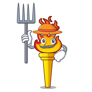 Çiftçi meşale karakter karikatür tarzı vektör çizim