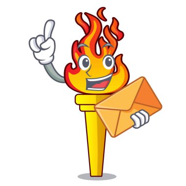 Zarf meşale karakter karikatür tarzı vektör çizim ile