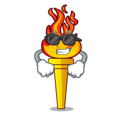 Süper cool meşale karakter karikatür tarzı vektör çizim