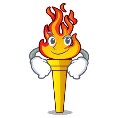 Smirking meşale karakter karikatür tarzı vektör çizim