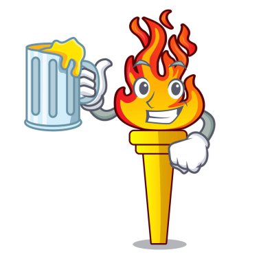 Suyu meşale maskot karikatür tarzı vektör çizim ile