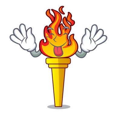 Meşale maskot karikatür tarzı vektör çizim dil