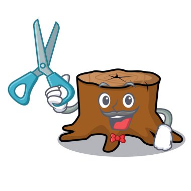 Ağaç güdük karakter karikatür berber