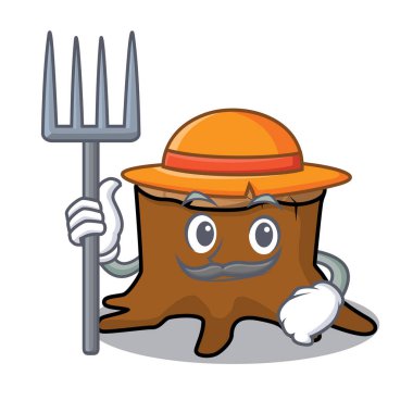 Çiftçi ağaç güdük karakter karikatür