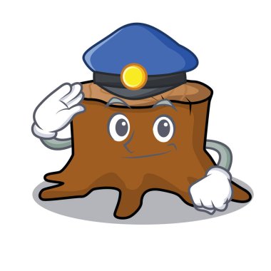 Polis güdük karakter karikatür ağaç