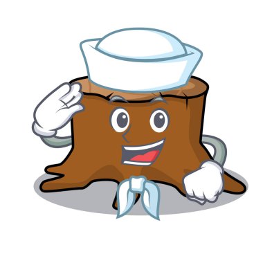 Denizci ağaç güdük karakter karikatür