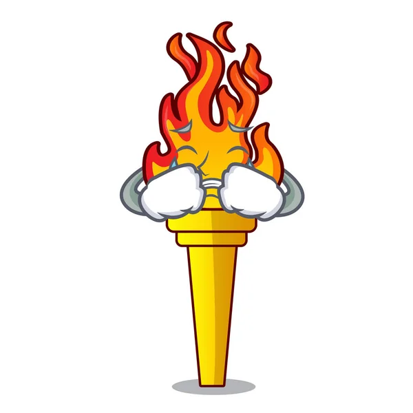 Crying Torch Mascot Cartoon Style Vector Illustration — Stock Vector