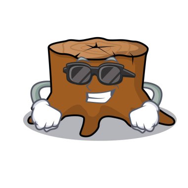 Süper cool ağaç güdük karakter karikatür