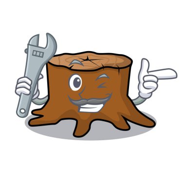 Mekanik ağaç güdük maskot çizgi film