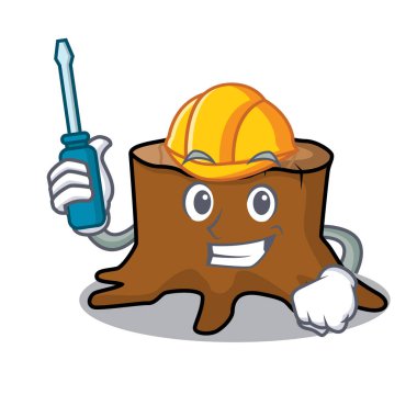 Otomotiv ağaç güdük maskot çizgi film