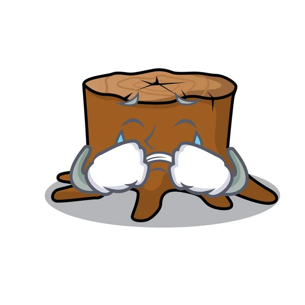 Crying tree stump mascot cartoon — Stock Vector