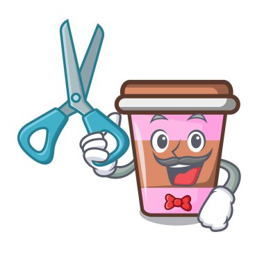 Kahve Kupası karakter karikatür vektör çizim berber