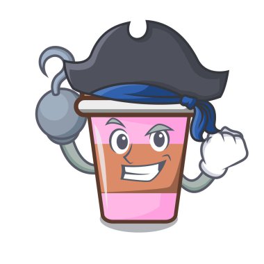 Korsan kahve fincanı karakter karikatür vektör çizim