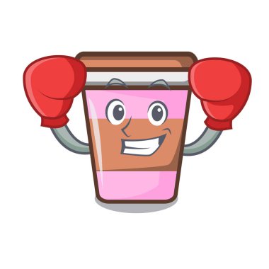 Kahve Kupası karakter karikatür vektör çizim boks