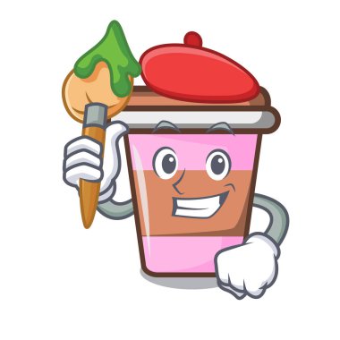 Sanatçı kahve fincanı karakter karikatür vektör çizim