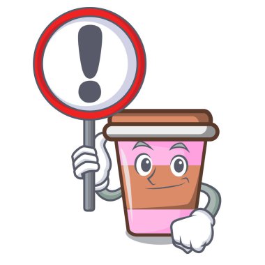 İşareti kahve Kupası karakter karikatür vektör çizim ile