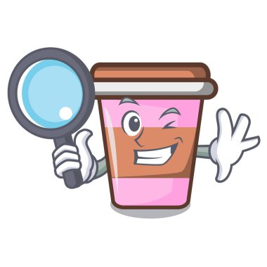 Dedektif kahve Kupası karakter karikatür vektör çizim