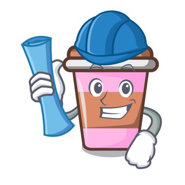 Kahve Kupası karakter karikatür vektör çizim mimar