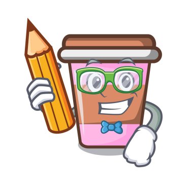 Öğrenci kahve fincanı karakter karikatür vektör çizim