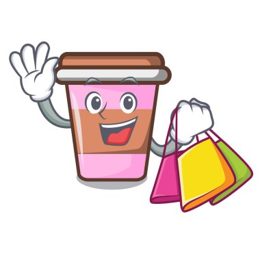 Alışveriş kahve Kupası karakter karikatür vektör çizim
