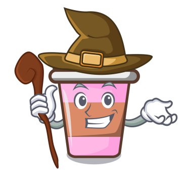 Kahve Kupası maskotu karikatür vektör çizim cadı