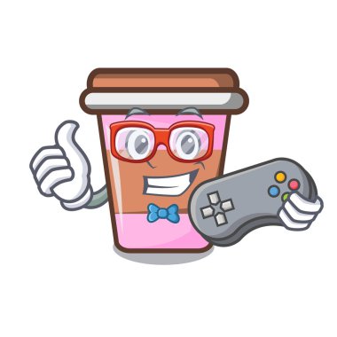Oyun kahve Kupası maskotu karikatür vektör çizim