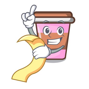 Menü kahve Kupası maskotu karikatür vektör çizim ile