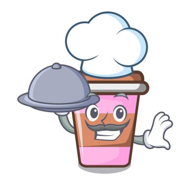 Şef yemek kahve fincanı maskot karikatür vektör çizim ile