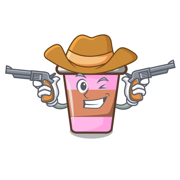 Cowboy Coffee Cup Character Cartoon Vector Illustration — Stock Vector