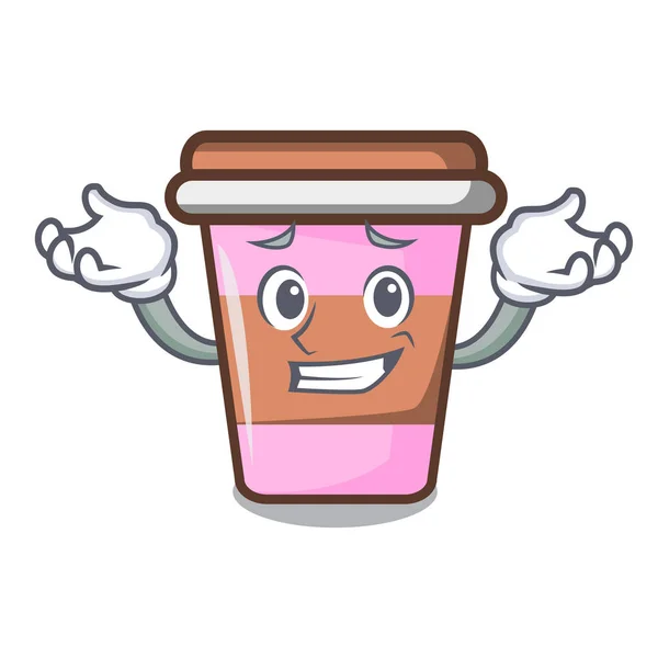 Vigyorgó Kávé Csésze Karakter Cartoon Vektoros Illusztráció — Stock Vector
