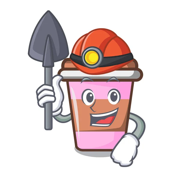 Mascotte Mineur Tasse Café Illustration Vectorielle Dessin Animé — Image vectorielle