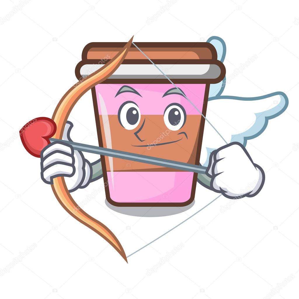 Cupido taza de café personaje dibujo animado vector ilustración 2023