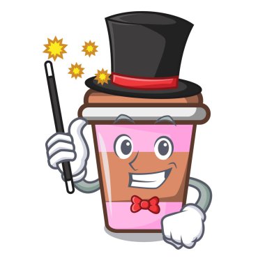 Sihirbaz kahve fincanı maskot karikatür vektör çizim