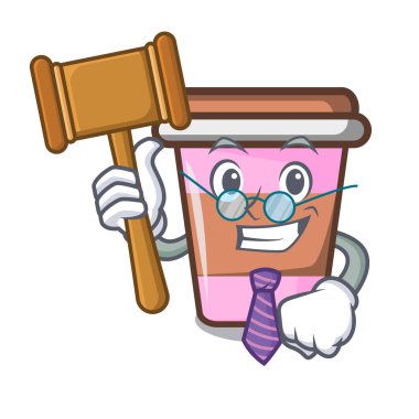 Kahve Kupası maskotu karikatür vektör çizim Yargıç