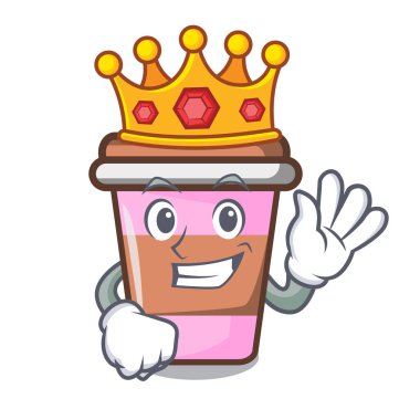 Kral kahve Kupası maskotu karikatür vektör çizim