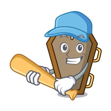 İskambil beyzbol tabut karakter karikatür tarzı vektör çizim