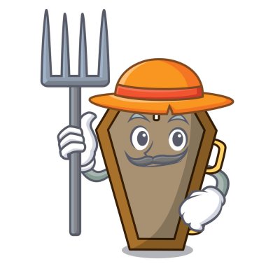 Çiftçi tabut karakter karikatür tarzı vektör çizim