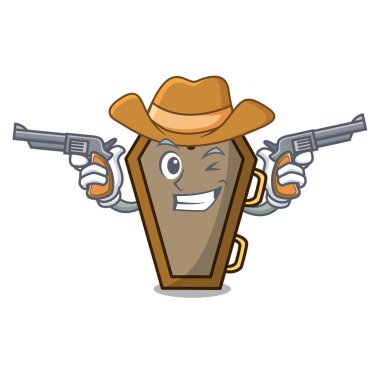 Cowboy coffin character cartoon style vector illustration