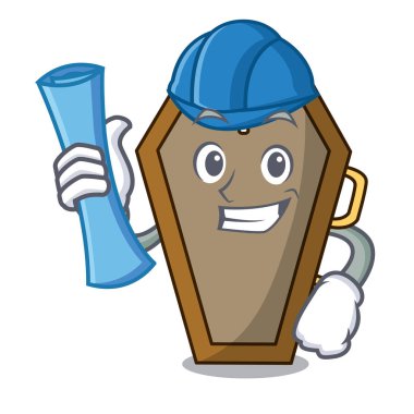 Mimar tabut karakter karikatür tarzı vektör çizim