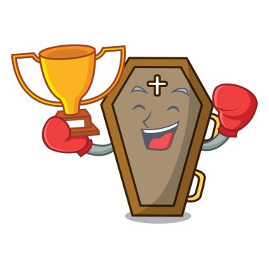 Boks şampiyonu Tabut maskot karikatür tarzı vektör çizim