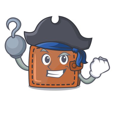 Korsan cüzdan karakter karikatür tarzı vektör çizim