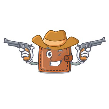 Kovboy cüzdan karakter karikatür tarzı vektör çizim