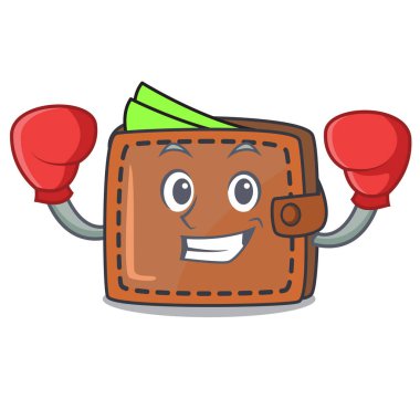 Boks cüzdan karakter karikatür tarzı vektör çizim