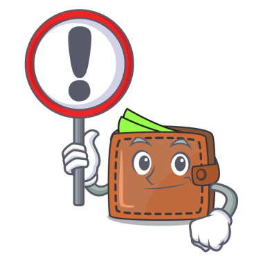 İşareti cüzdan karakter karikatür tarzı vektör çizim ile