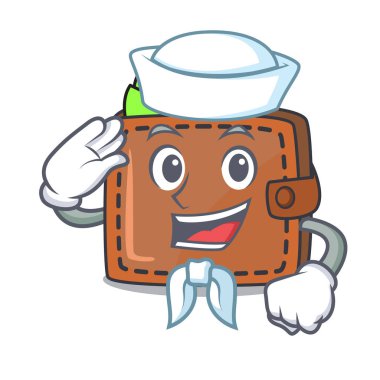 Denizci cüzdan karakter karikatür tarzı vektör çizim