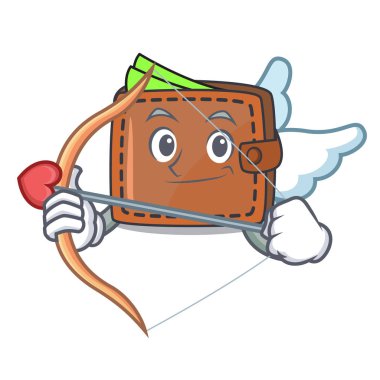 Aşk tanrısı cüzdan karakter karikatür tarzı vektör çizim